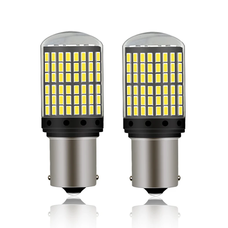 2pcs No Hyper Flash PY21W BAU15S 1156 BA15S T20 7440 W21W Canbus 144 SMD 3014 chip Turn Signal Lights Brake lamp Amber White  (7)