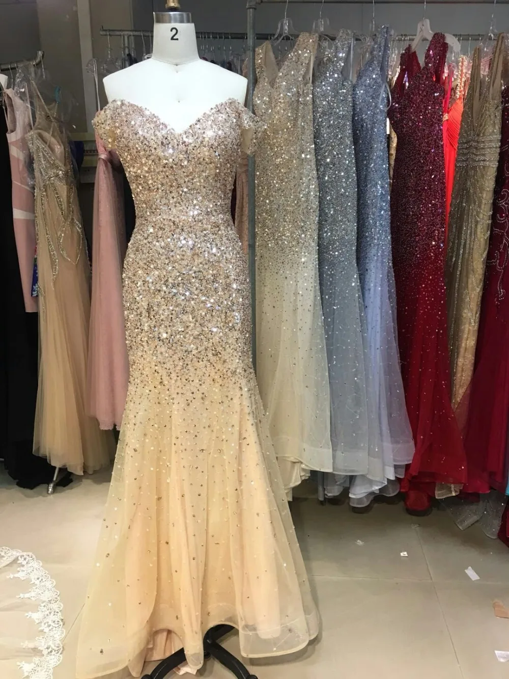 long gown women champagne