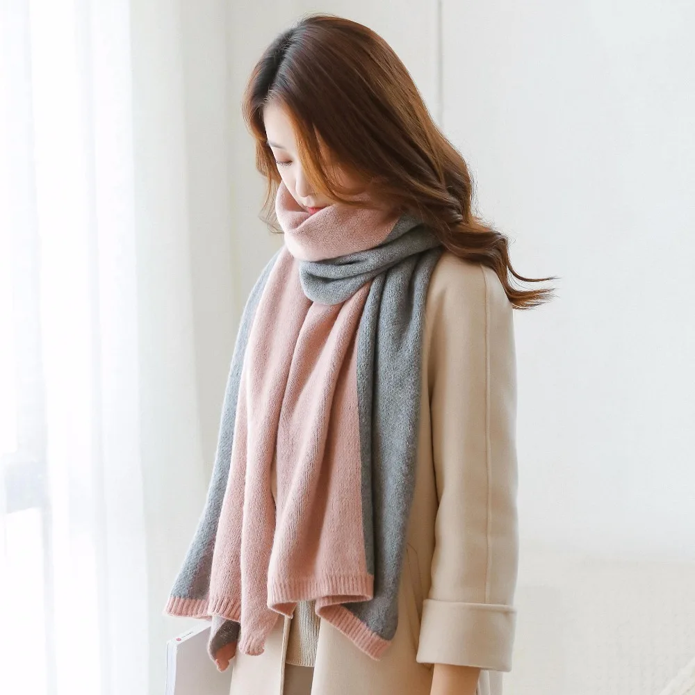 VOHIO 180*60 para mujer al por mayor 2018 Otoño Invierno tendencia nueva moda coreana cálido color amarillo a damas encuentro| Bufandas de mujer| - AliExpress