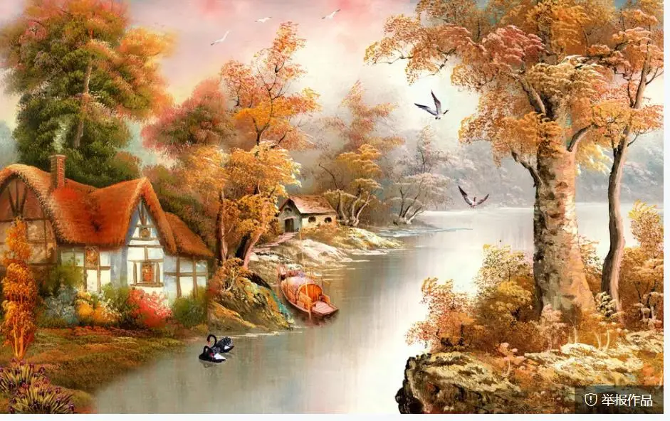 

3d landscape wallpaper Oil painting landscape background wall 3d murals wallpaper for living room