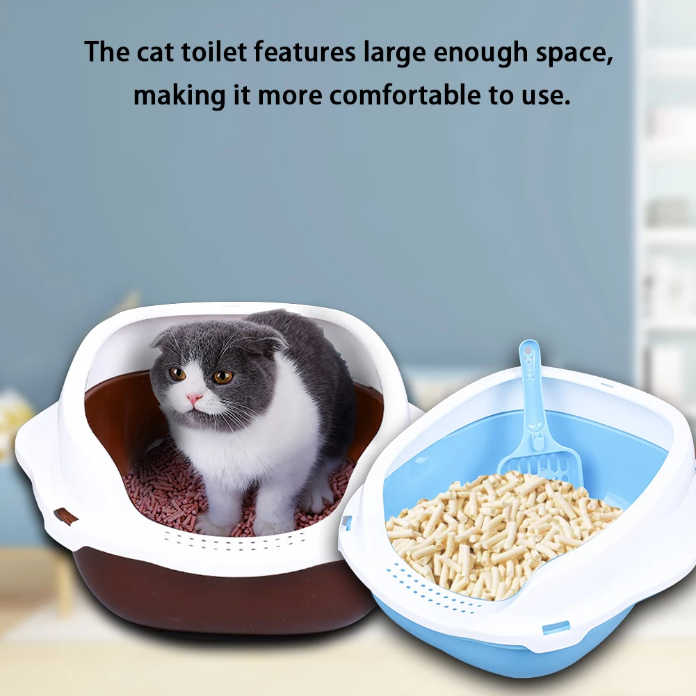 Кошачий ящик для мусора полузакрытый туалет для кошки коробка для мусора с лопатой кошачий Туалет подходит для кошек и маленьких товары для животных, собак