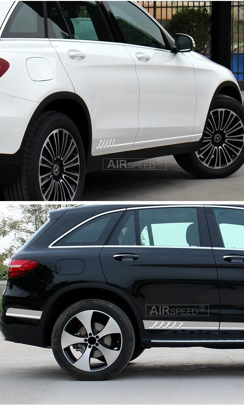  Side Skirt Racing Stripes Vinyl Decals Stickers for Mercedes Benz S204 W204 Coupe C63 AMG C180 C200 C230 C280 C300 C320 (9)
