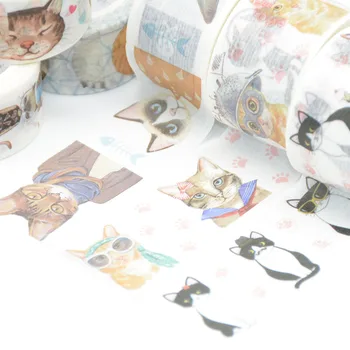 Cat washi tape Kawaii washi Cartoon scrapbooking masking tape papeleria washitape school supplies stationery fita adesiva handsome boy washi tape 4 5cmx5m masking tape decorative scrapbooking japanese stationery washitape school supply material