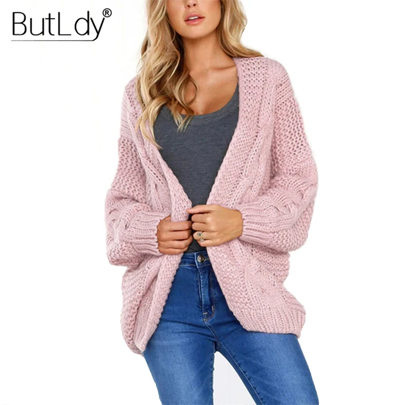 

Knitted Sweater Women Cardigan Autumn Winter Fashion 2018 Vintage Tops Female Oversized Jumper Coat Pink Warm Sweaters Knitwear