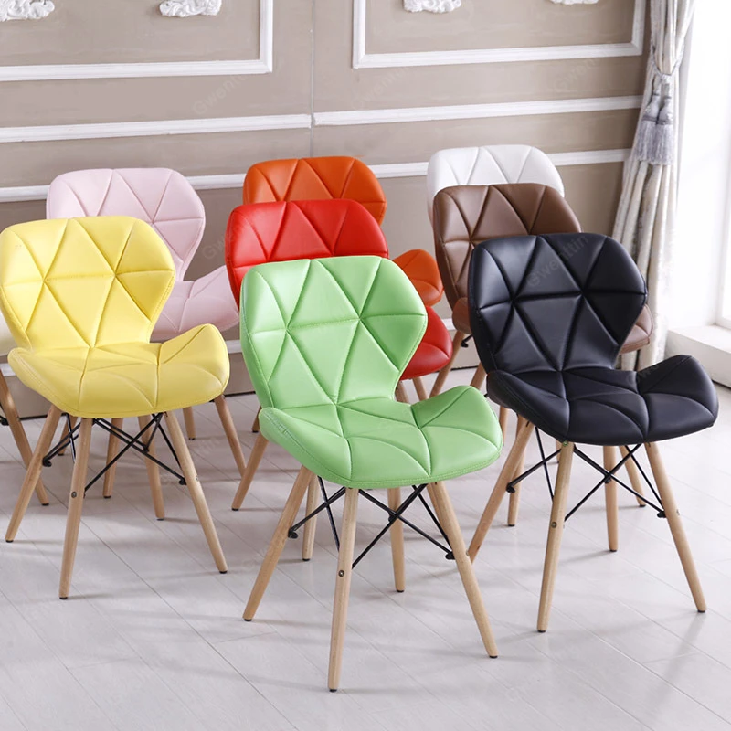 

Nordic Fabric Wooden Dining Chairs Solid Wood Office Computer Kid White Chair Modern Minimalist Home Sofa Living Room Bar Stool