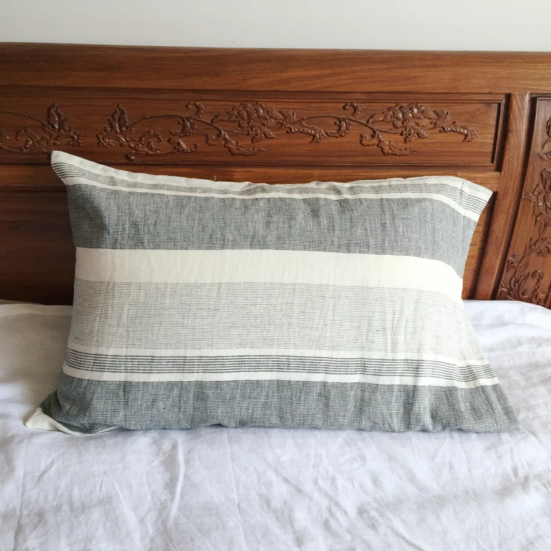 

3 Color Stripe 100% Nature Linen Pillowcase Free Shipping Linen home linen bedding