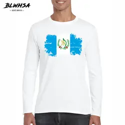 BLWHSA осень хлопок Человек футболка Длинные рукава футболка Для мужчин с круглым вырезом Повседневное Гватемалы Национальный флаг