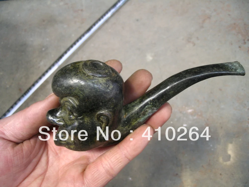 

0116P [old craft ] fast shipping Mimicry Humorous old man Pipe bronze Strange Qiao statue (A0321)