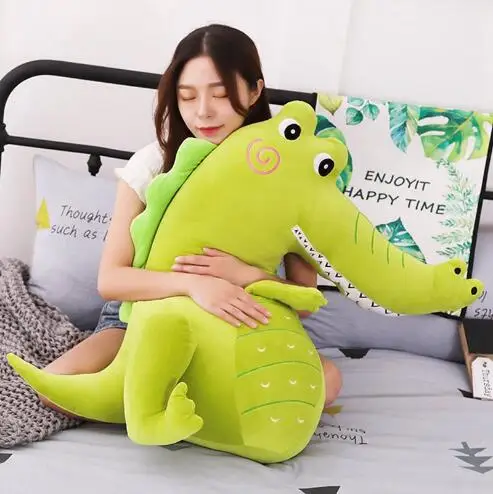 Wyzhy мягкий вниз хлопок крокодил, динозавр подушка кукла Спящая кукла прикроватное украшение для отправьте друзьям и подарки для детей 80 см - Цвет: Зеленый