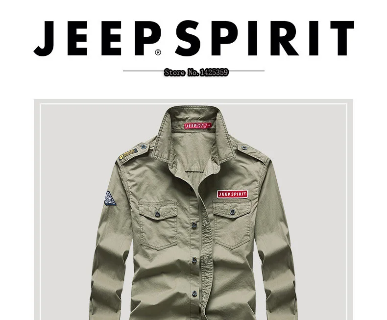 JEEP SPIRIT, новинка, брендовая Осенняя рубашка с длинным рукавом, мужская, военная, повседневная, хлопковая, дышащая, мужская рубашка с эполетом, camisas hombre