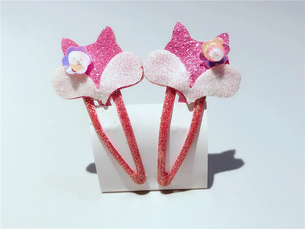 Boutique ins 12Sets Fashion Cute Glitter Deer Rabbit Snap Clips Floral Pig Fox Hairpins Princess Headwear Hair Accessories