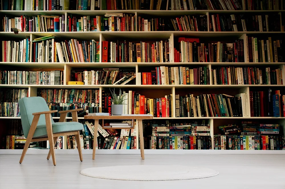 [Self Adhesive] 3D Library Bookshelf 2 Wall Paper mural Wall Print