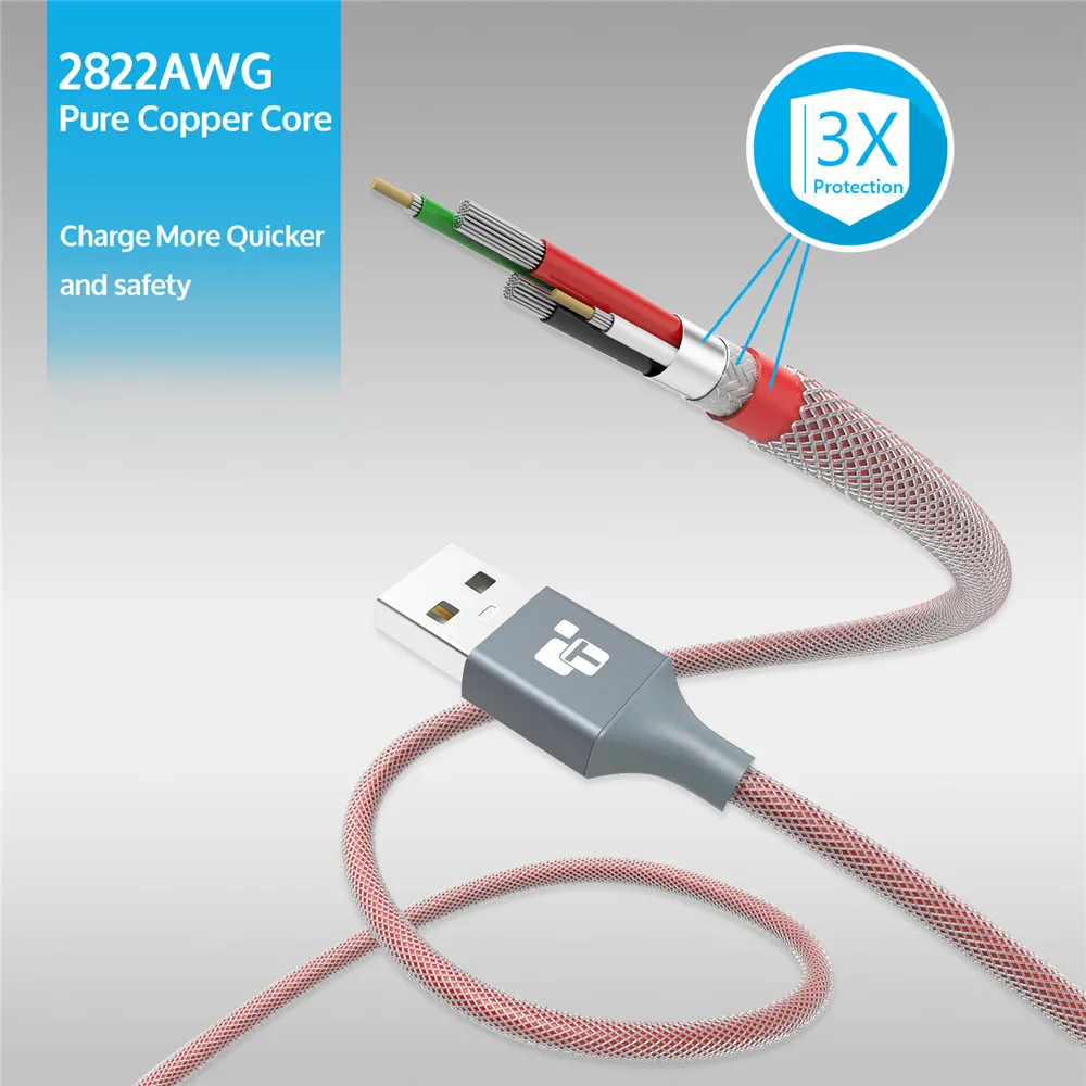 Зарядный USB кабель TIEGEM 2 А для iphone 5 5s 6 8 7 Plus X iOS 9 10 1/2/3 м нейлоновые кабели быстрой