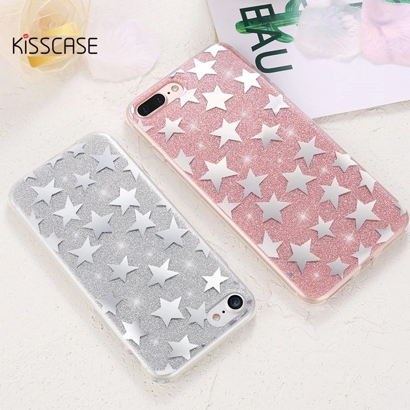 

KISSCASE For iPhone 7 8 Plus Case Soft Silicone Cases For iPhone 6 6s 7 8 Case Glitter Bling Phone Back Covers Capinhas Fundas