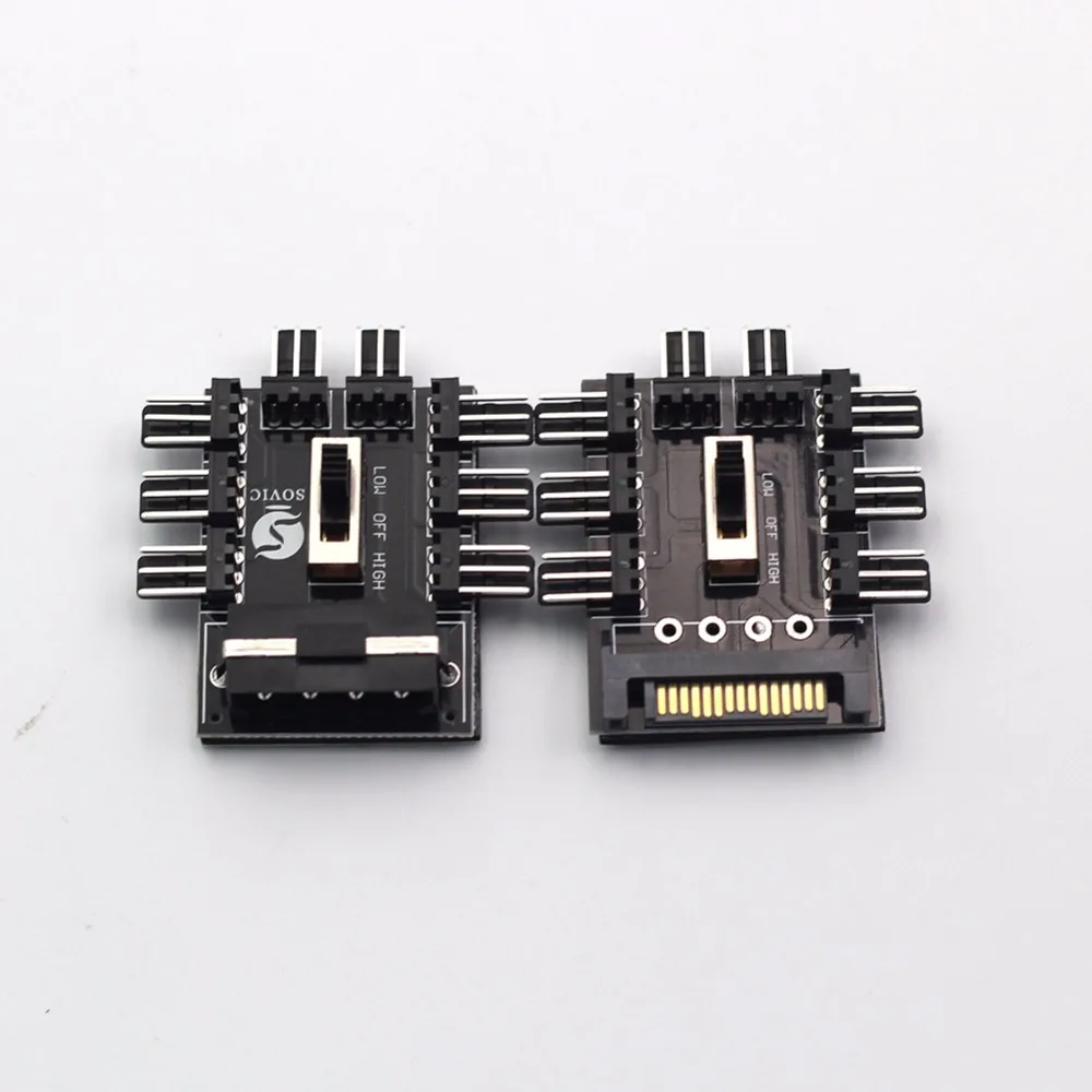 

New Hot Multi Way Splitter Cooler Cooling Fan Hub PC Computer SATA 1 to 8 3pin 12V Power Socket PCB Adapter 8 @88