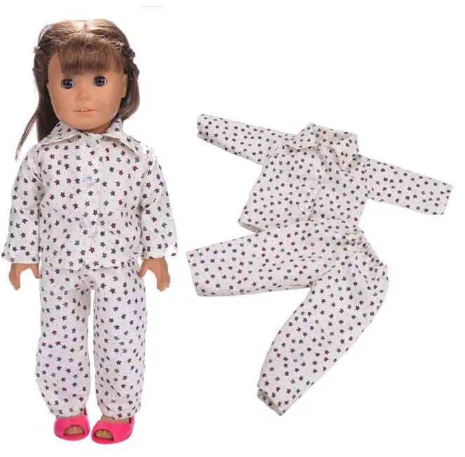 Кукольная Пижама, ночная рубашка, одежда для сна, комплект из топа и штанов для девочек 18 дюймов, кукла или 43 см