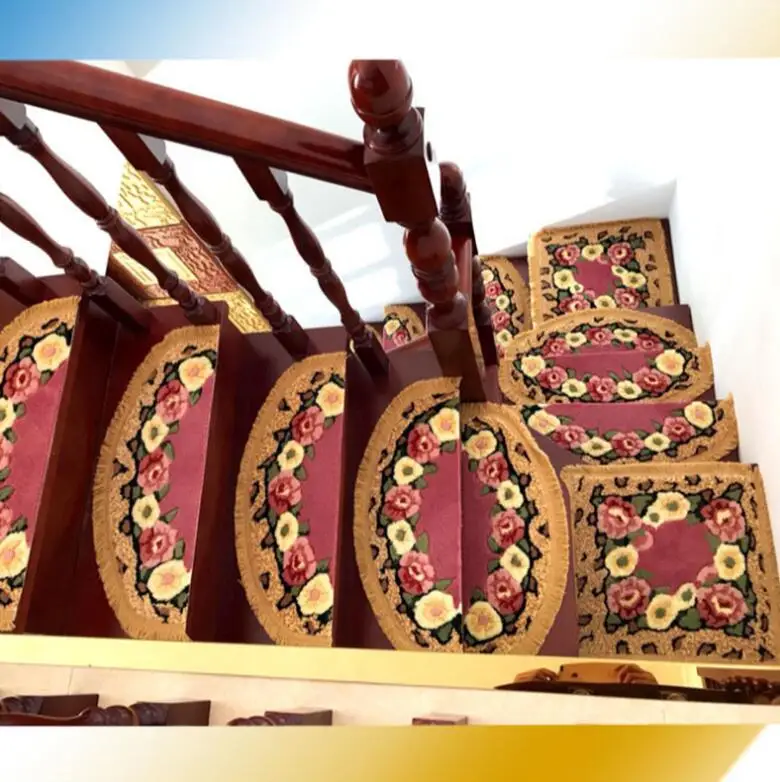 10pcs Stair Carpet Sets Slip Resistance Stair trend Mats Step Rug for Stair 25*70cm fit for 25cm width Stair Stepping pad