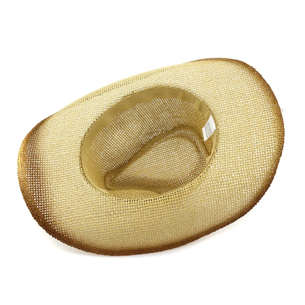 Hot Sale! Fashion Beige Coffee Khaki White Straw Cowboy Hat Retro Summer Hat Men And Ladies Fancy Dress Sun Hat#4J12