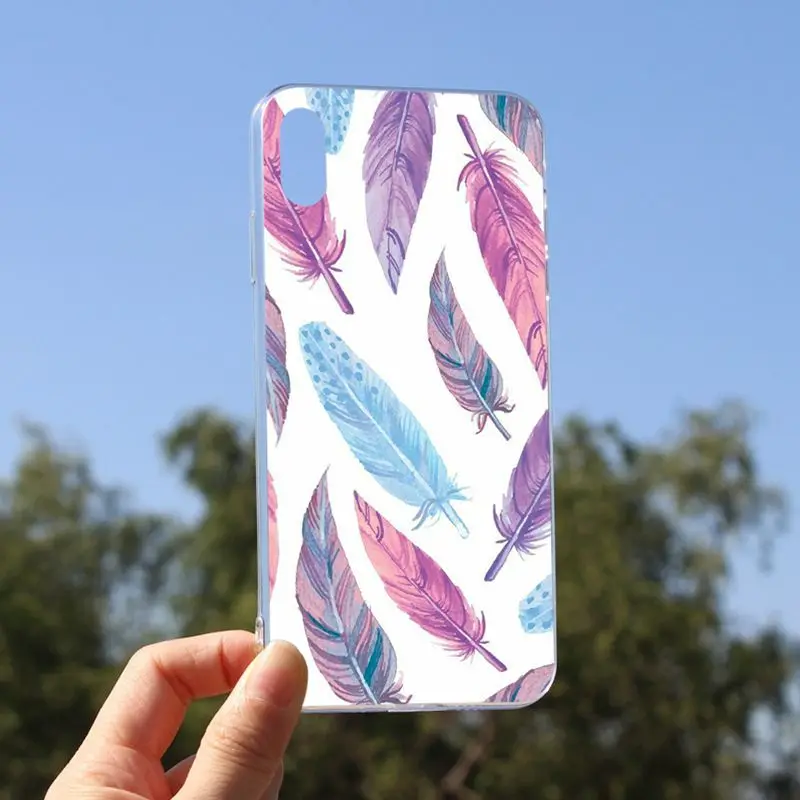 OUTMIXColorful Ловец снов перо акварель Чехол Мягкий ТПУ задняя крышка для iPhone 6 6s 7 8 X 5S SE