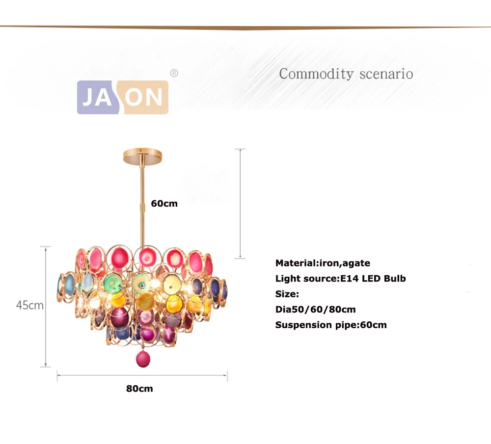 Led e14 железные в стиле постмодерн Агат цветной люстра освещение Lamparas де Techo подвесной светильник Lampen для фойе