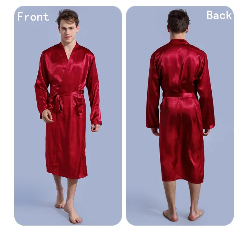 Red silklike robe long sleeve (2)