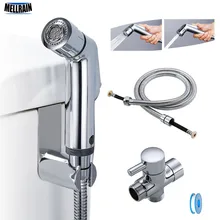 Pulvérisateur de bidet en laiton avec adaptateur T, 1,2 m, robinet de bidet à main de toilette, double fonction de robinet, de salle de bains et douche, support pour accrocher tuyau, installation facile