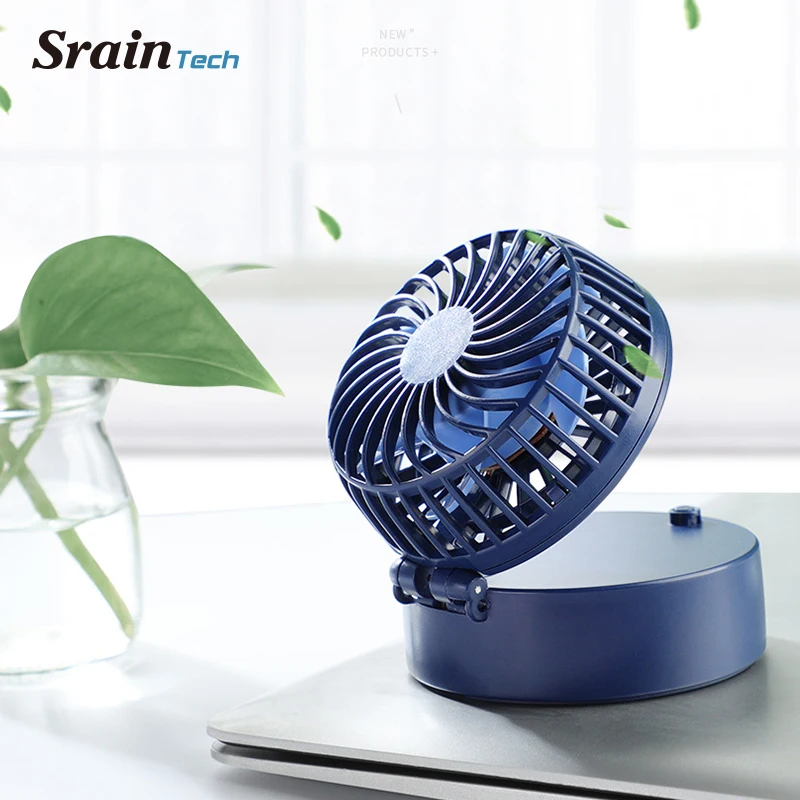 

SrainTech Portable Chargeable Handheld Mini Fan With Mirror 1400mAh Battery Angle Adjustable USB Hand Fan With Lanyard