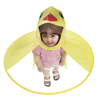 

Children Raincoat Umbrella Headwear Cartoon Kids UFO Rain Coat Child Adult Rain Coat Cover Transparent Umbrellas Outdoor Play
