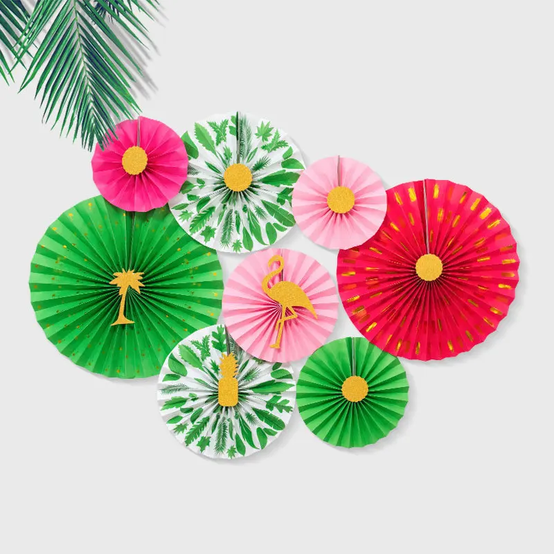 8pcs Unicorn Birthday Party Decor Cartoon Paper Fans Holografic Shine Girl Party Supplies Pink Blue Purple White PAT79 (8)
