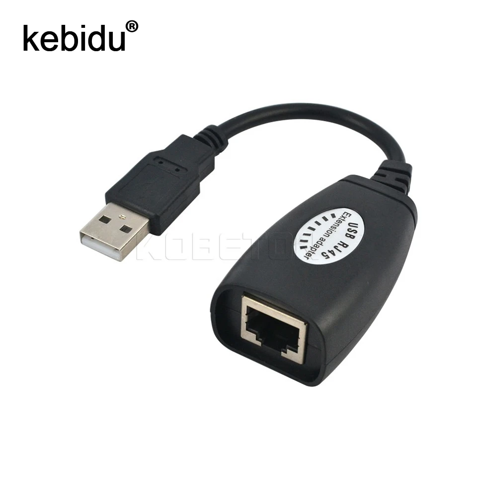 

Kebidu USB 2.0 Extension Extender Adapter Up To 150ft Using CAT5/CAT5E/6 RJ45 Lan Network Ethernet Repeater Cable
