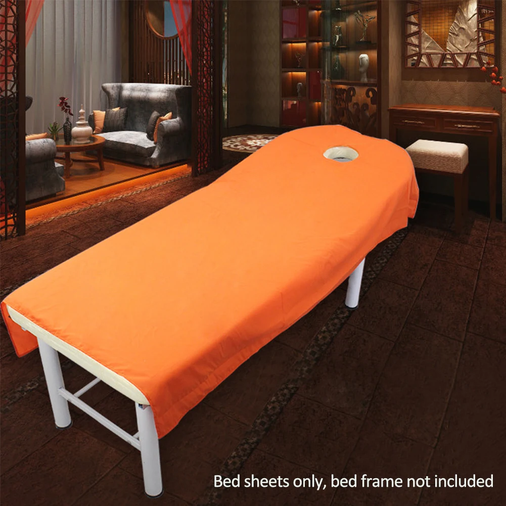 Machine Washable Soft Wrinkle Resistant Table Cover Microfiber Couch Polyester Plain Bedding Article Massage SPA Bed Sheet Salon - Цвет: Orange