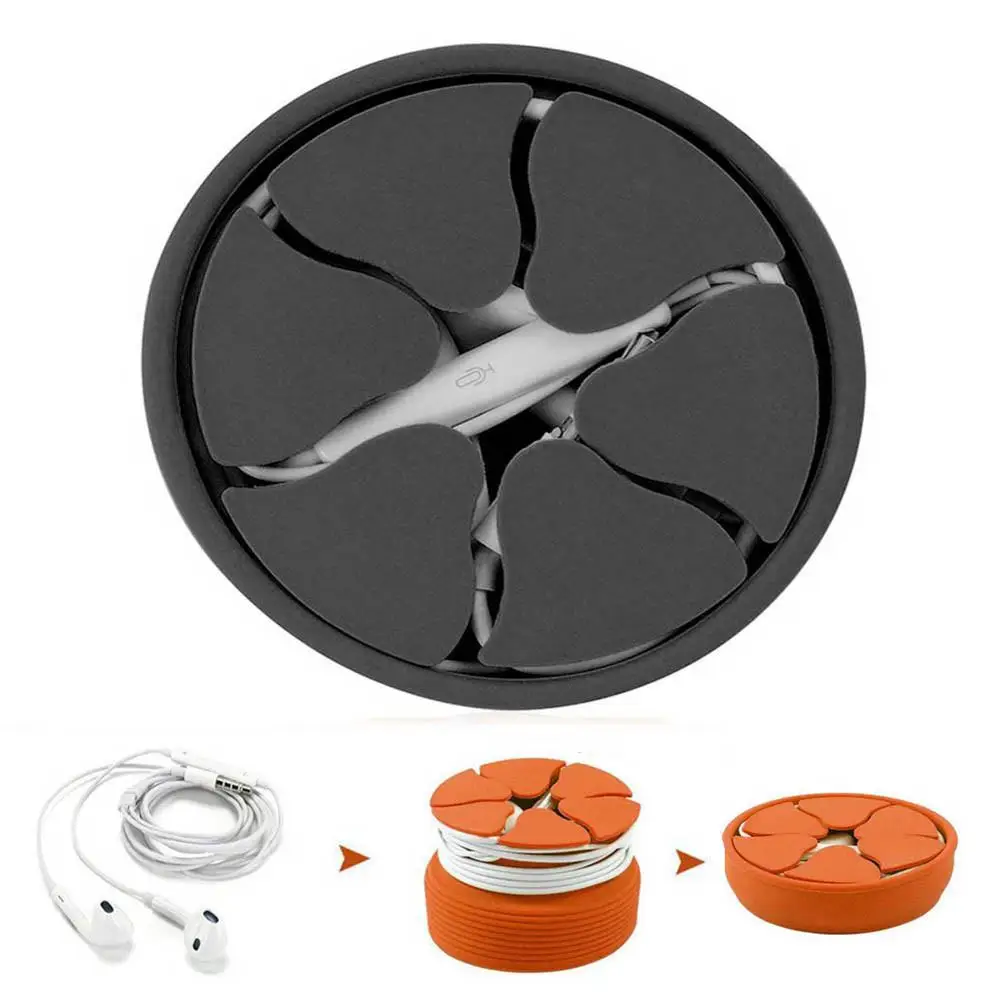

1Pcs Earphone Cable Winder Silicone Mini Earphone Holder Case Storage Boxes Container Stretch Earbud Storage Box Organizer