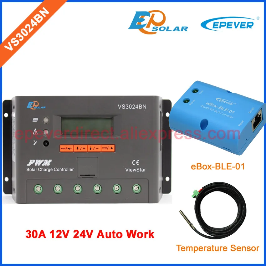 

12V PWM EPEVER VS3024BN New solar charger controller series EPsolar 30A Temperature sensor bluetooth adapter APP software