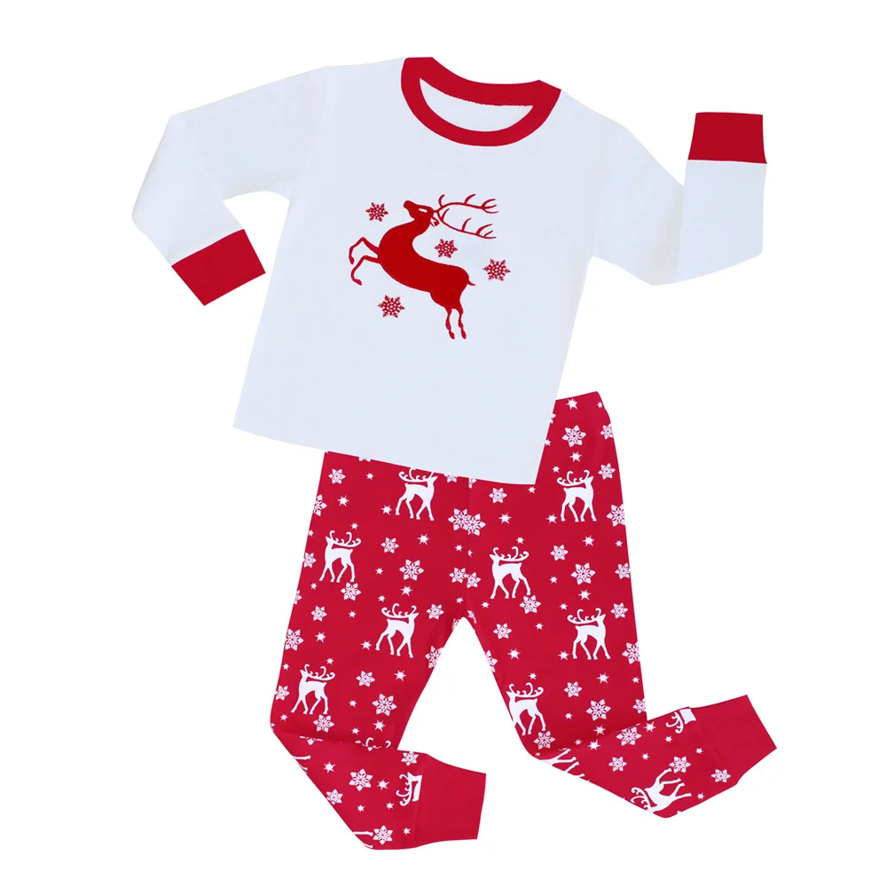 New Merry Christmas Pajamas Sets For Girls Boys Children Red Sleepwear For Christmas Deer Printing Nightwear Pijamas - Цвет: PA01