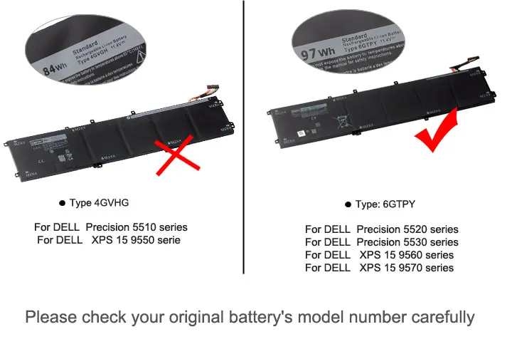 KingSener Новинка 11,4 V 97WH 6GTPY Аккумулятор для ноутбука DELL Precision 5520 5530 для DELL XPS 15 9570 9560 серии ноутбуков