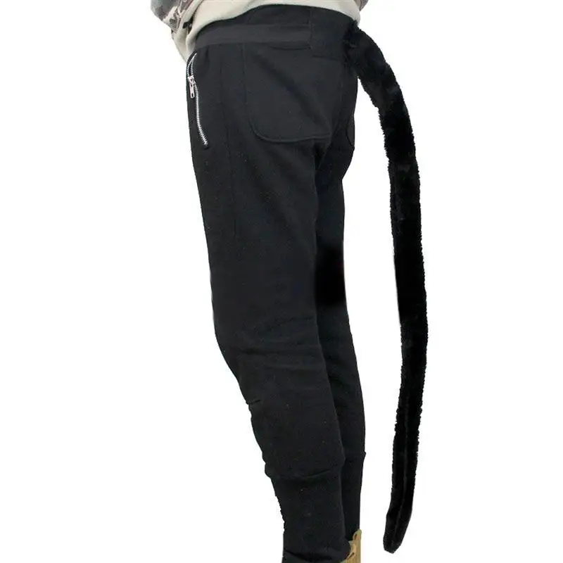 Хэллоуин плюшевые длинные кот хвост костюм Декор Tail декор черный для вечерние Косплэй