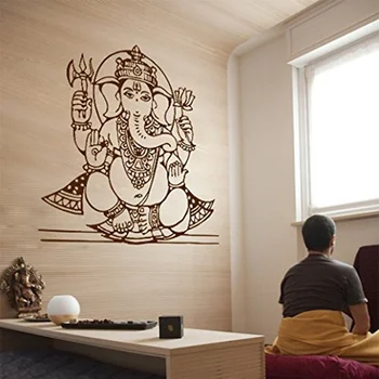 

POOMOO Wall Decor,Wall Decal Sticker God Om Elephant Hindu Ganesha welfare meditation Yoga 58x60CM