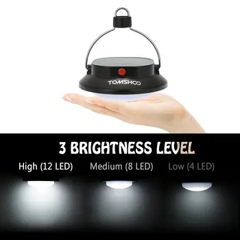 

TOMSHOO Outdoor Indoor Portable Camping Lamp Tent Campsite Hanging Lamp Rechargeable Battery Solar Panel Powered & USB Charging