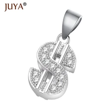Suprimentos Para Jóias Por Atacado Micro Pave Zircon Rhinestone dólar EUA Silde Charme Pingentes Para Fazer Jóias de Metal de Cobre(China)