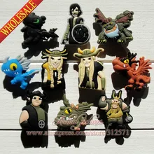 10 шт./компл., футболка с изображением героев мультфильма «Как приручить дракона для обуви из ПВХ большой цветок обуви прелести, аксессуары для украшения, пригодный Mercedes Benz E полосы Браслеты с рисунком «крокодил» JIBZ пряжки для обуви