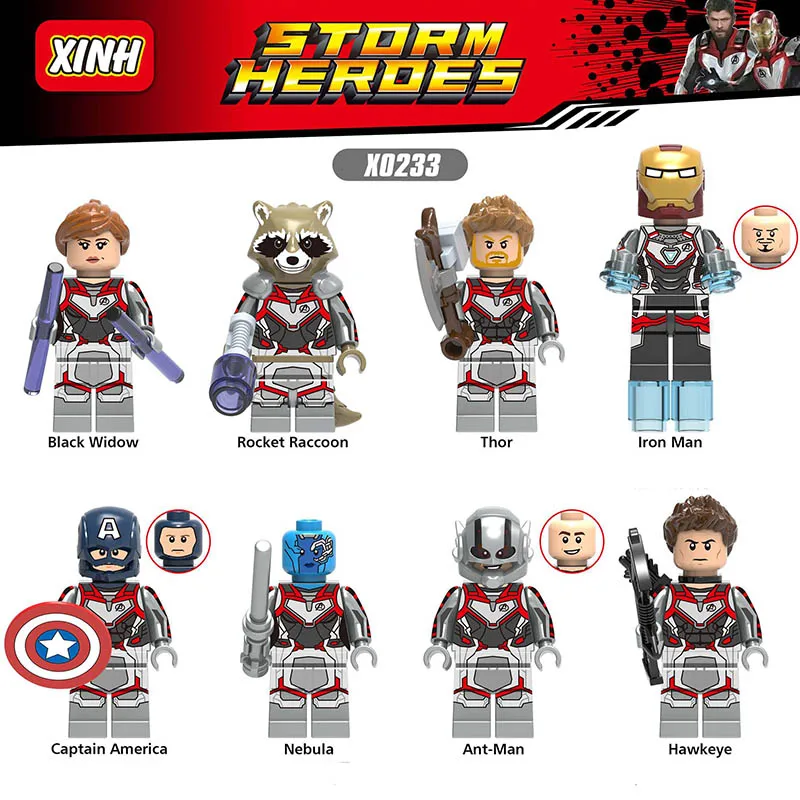 

LegoINGlys Super Heroes Avengers 4 Endgame Thor Rocket Raccoon Iron Man Black Widow Nebula Building Blocks Toys Children Gift