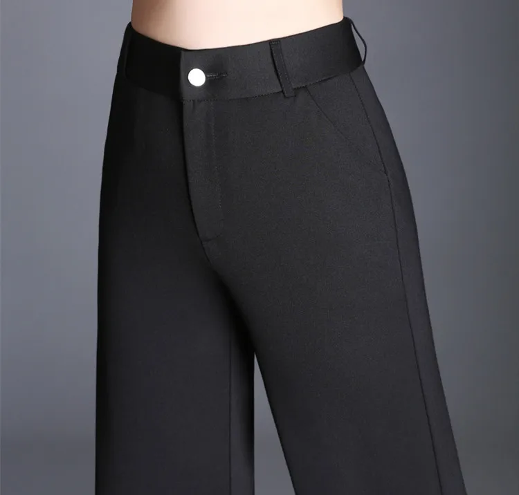 Pantalones Trabajo Las Plus 9xl Cintura Negro Alta Campana Señoras Coreanas Mujeres Vestido Ancha De Ropa 7xl Fondo Pierna Tamaño YBRgq