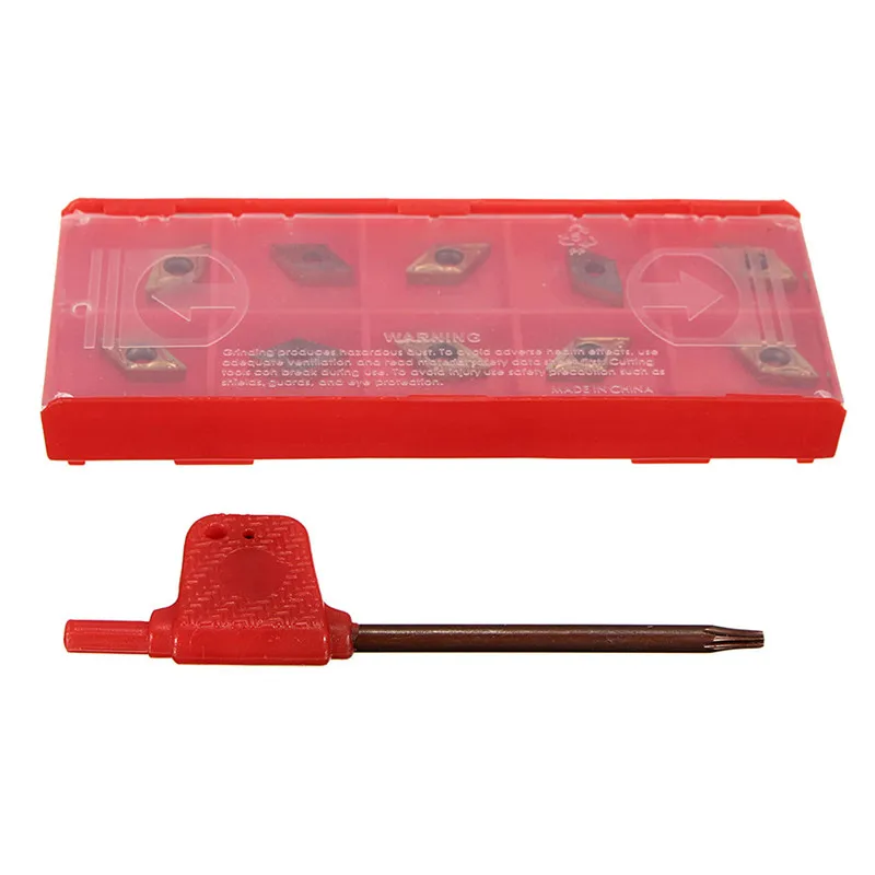 

10Pcs DCMT070204 US735 DCMT21.51 Carbide Inserts with Wrench For Lathe Turning Tool Boring Bar Holder