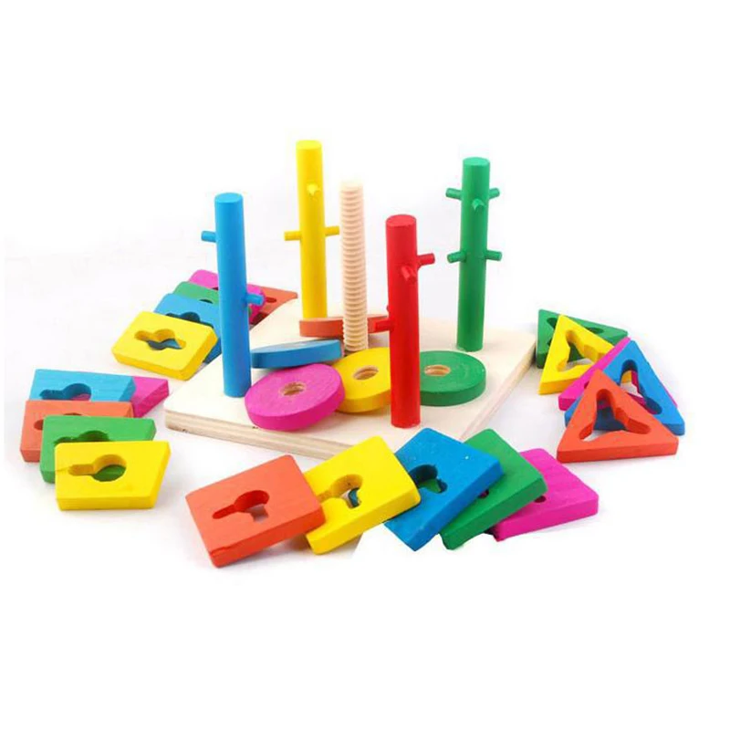 

Wooden Bricks Geometric Shape Matching Blocks Sorting Kids Toys Baby Intelligence Educational Toy for Children