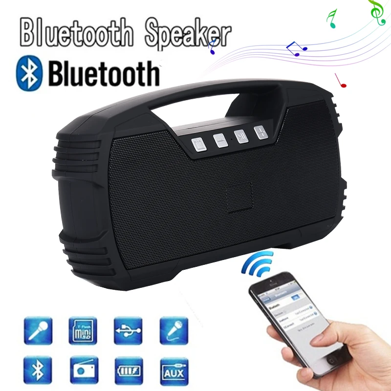 

2018 New Multifunction Portable Wireless Bluetooth Speaker Subwoofer Stereo FM Radio Microphone Support TF Card Speaker