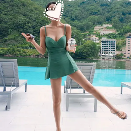 

Sexy Bikini Push Up Trikini Woman Swimsuits Swimwear Women 2019 Swimsuit One Piece Connected Skirt Slender Underwire Holding