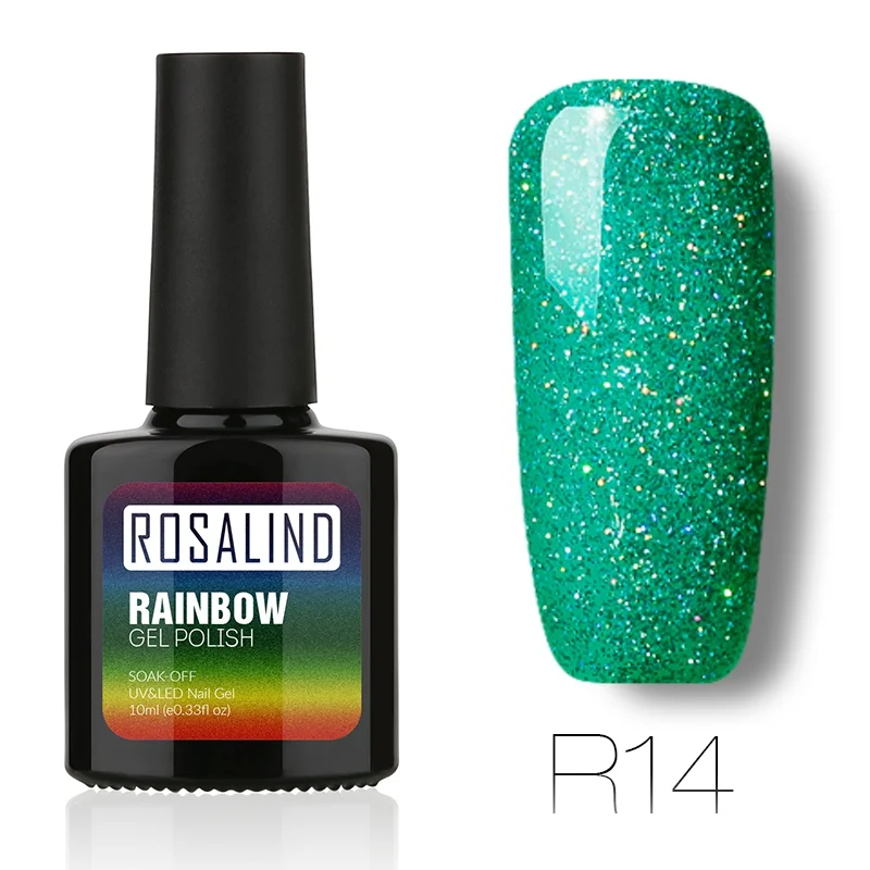 ROSALIND гель 1S P+ черная бутылка 10 мл Радужный мерцающий R01-29 DIY живопись УФ светодиодный Гель-лак для ногтей Дизайн ногтей Полупостоянный - Цвет: R14
