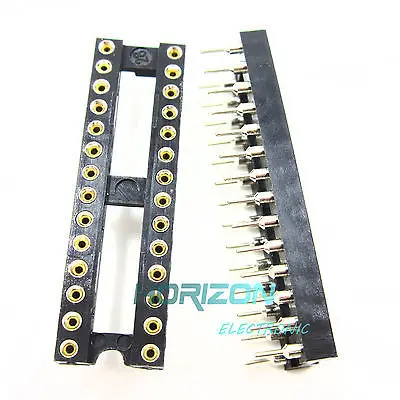 

10pcs SIP Round Adaptor Solder Type gold plated machined 28Pin DIP28 IC Sockets