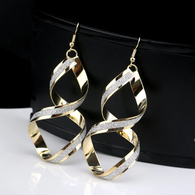 

High quality fashion personality grinding spiral earrings for women rock exaggerated earrings jewelry gifts -247