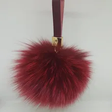 Charm Fluffy Fox Ball Pom Pom Key Chain Genuine Leather Pom-Pom Keychain Car Hanging Keyring Bag Purse Pendant Women Gift Charm Fluffy Fox Ball Pom Pom Key Chain Genuine Leather Pom-Pom Keychain Car Hanging Keyring Bag Purse Pendant Women Gift